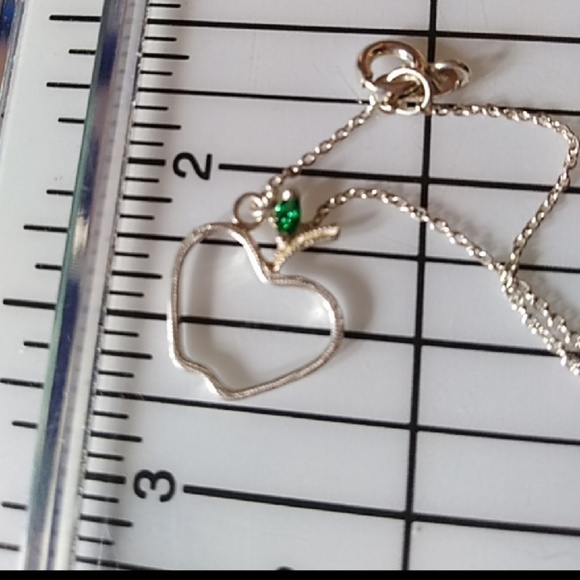 Dainty Sterling Silver .925 Apple necklace - Picture 2 of 2